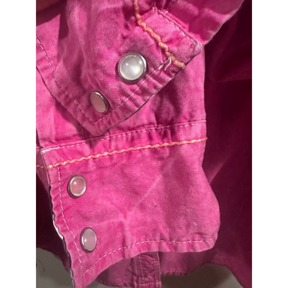 Adiktd Womens Pink Western Snap Front Shirt Cotton Plaid Trim XL - Picture 6 of 8